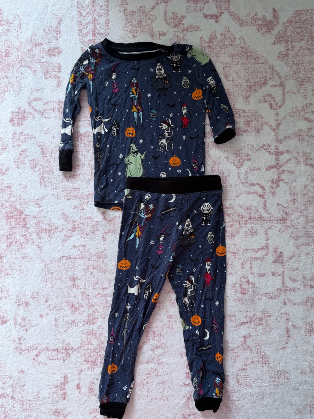 LITTLE SLEEPIES Navy Halloween Character Pajama Set with Orange Accents